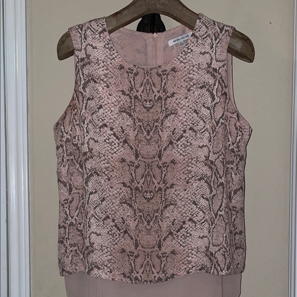 Rose & Olive Pink and Brown Patterned Top